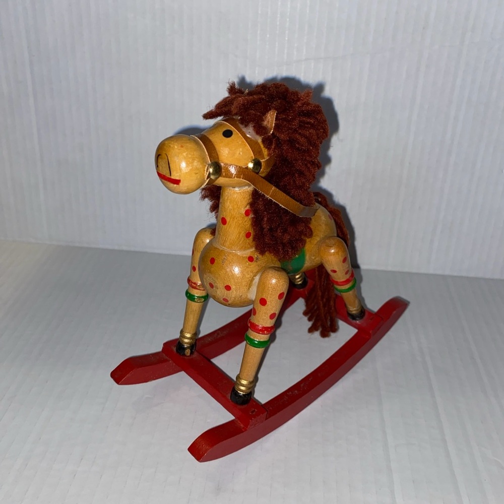 VTG wooden rocking horse Christmas decor toy